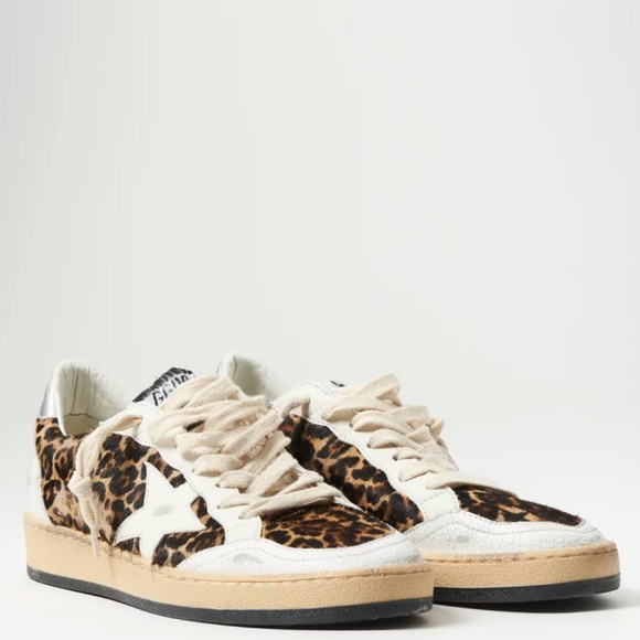 Golden Goose Leopard Print Sneakers with Silver and White Accents - Picture 3 of 15